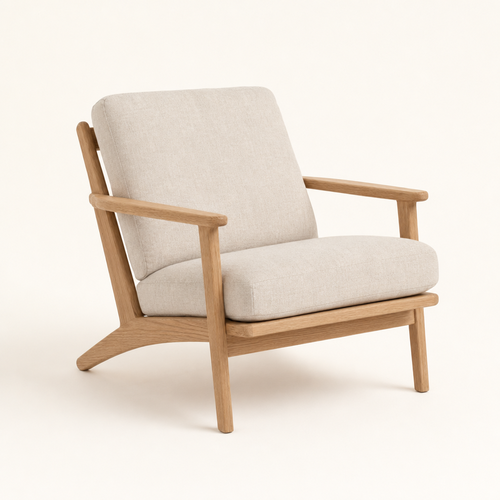 Birk Lounge Chair in oak and linen